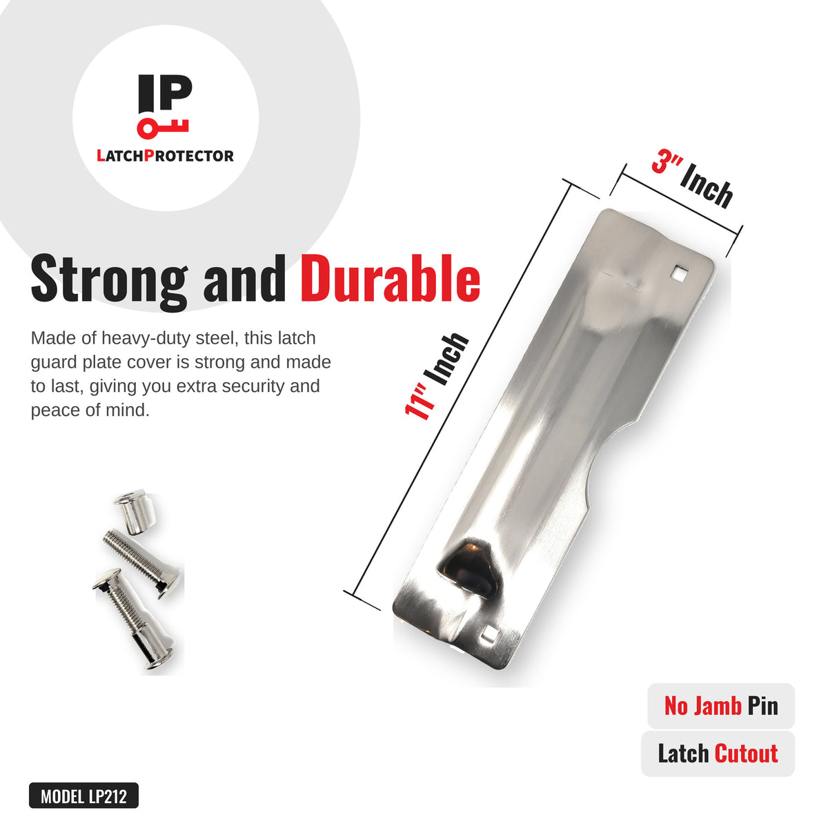 LATCHPROTECTOR LP212 latch guard dimensions: 3 x 11 in, strong and durable zinc plated plate