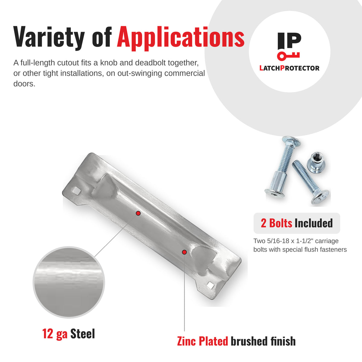 LATCHPROTECTOR LP215 variety of applications infographic with compatible locks
