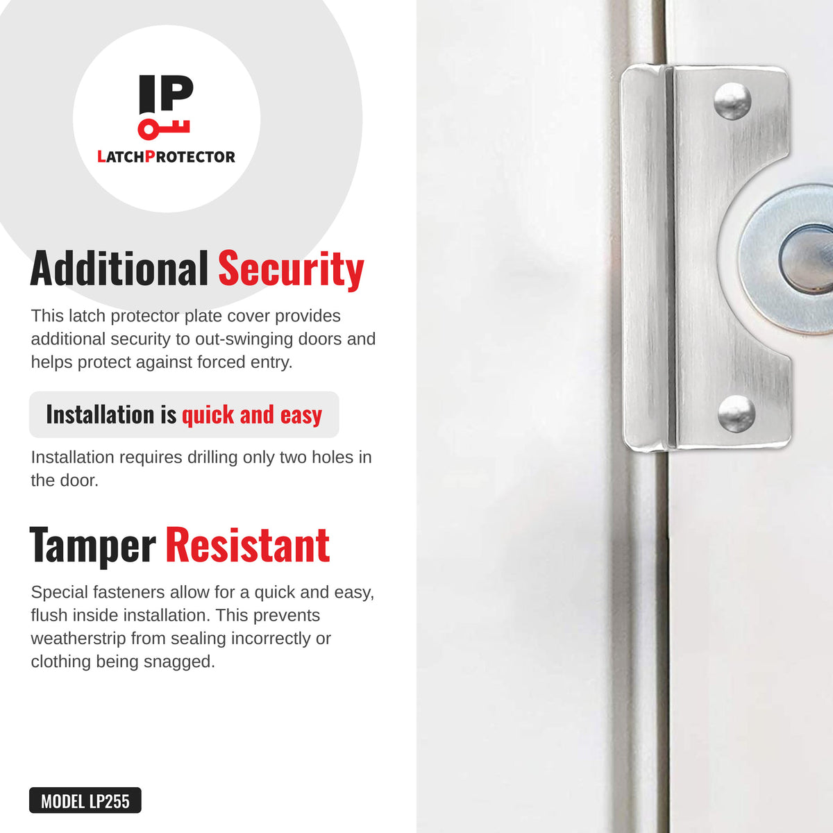 LATCHPROTECTOR LP255 additional security infographic: tamper resistant install