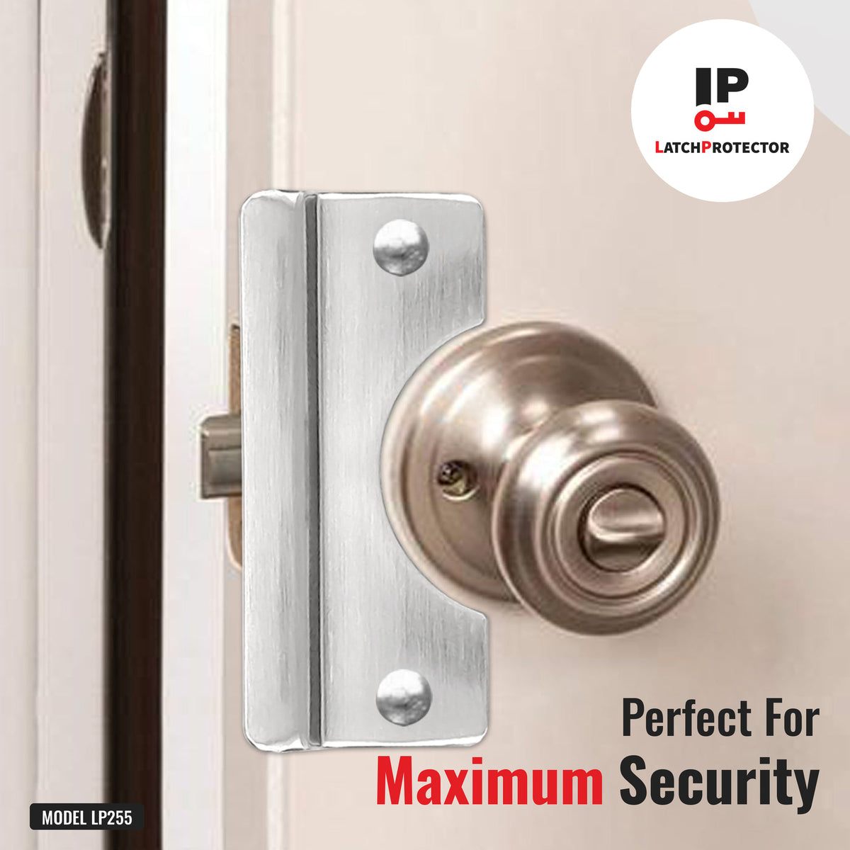 LATCHPROTECTOR LP255 latch guard on a door: perfect for maximum security