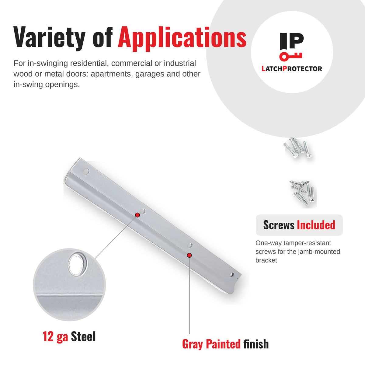 LATCHPROTECTOR LP300 variety of applications infographic with compatible locks