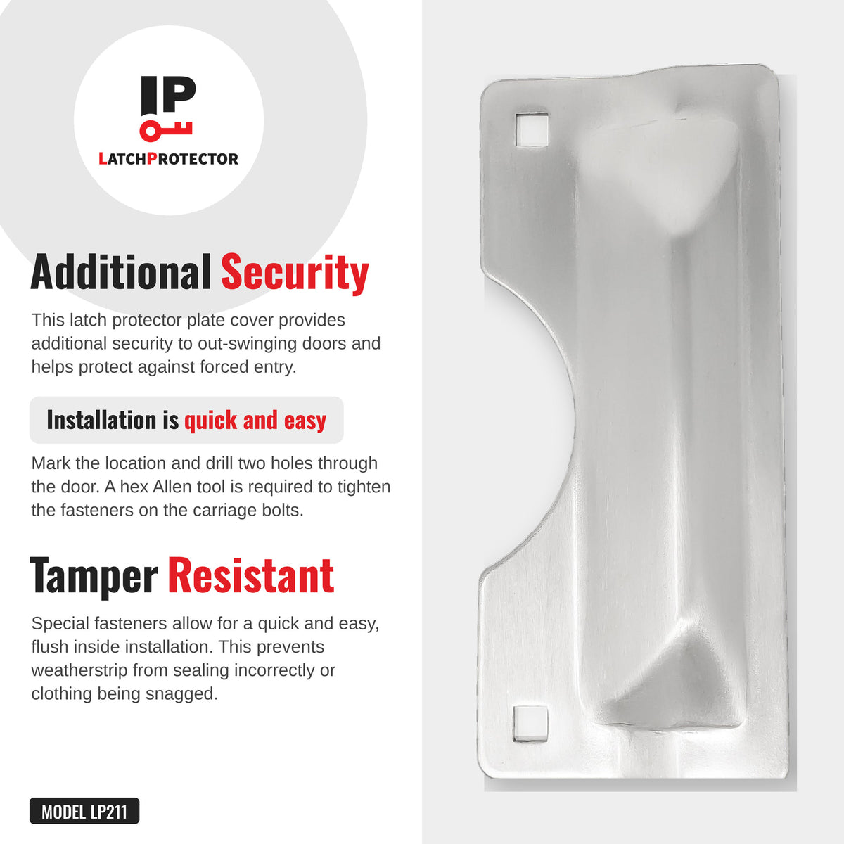 LATCHPROTECTOR LP211 additional security infographic: tamper resistant install