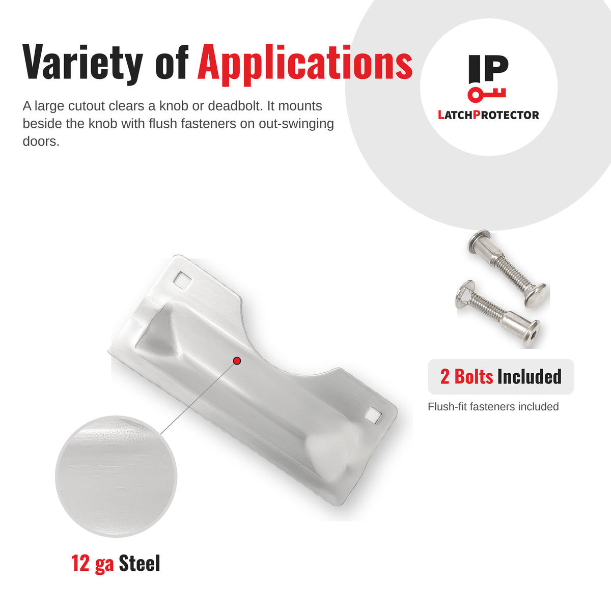 LATCHPROTECTOR LP211 variety of applications infographic with compatible locks