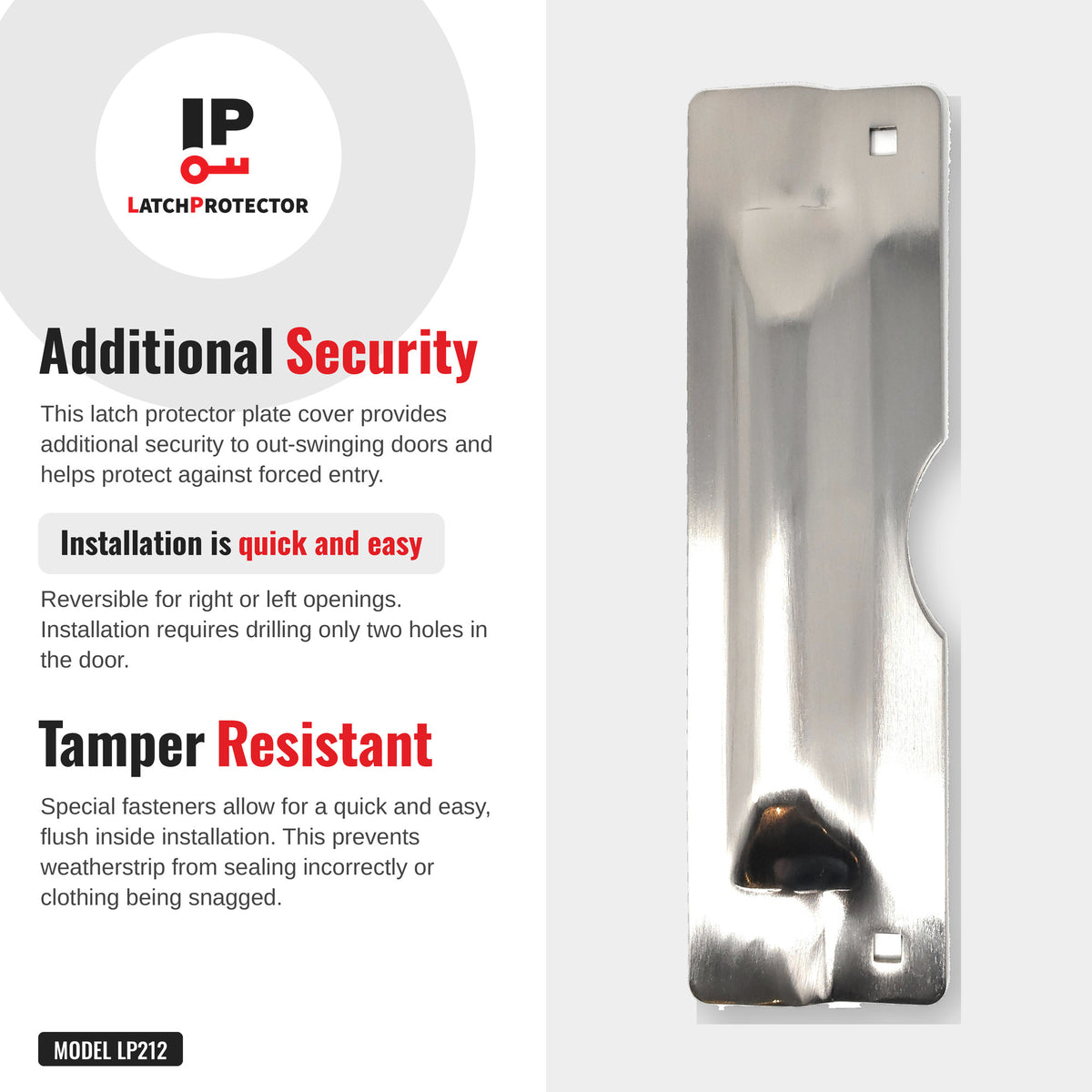 LATCHPROTECTOR LP212 additional security infographic: tamper resistant install