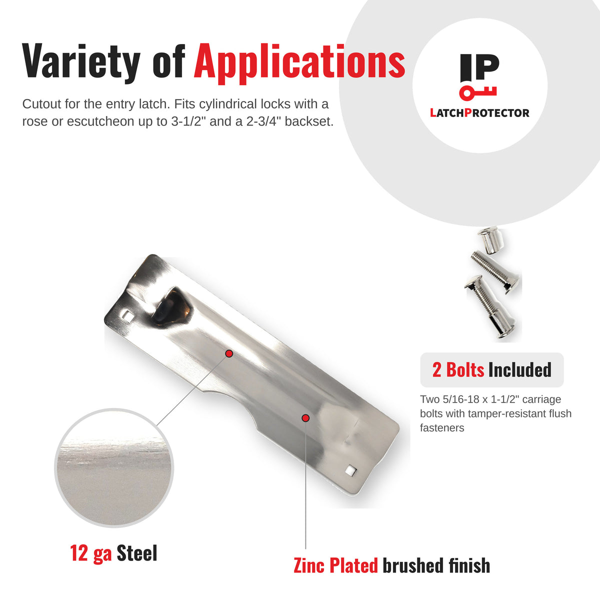 LATCHPROTECTOR LP212 variety of applications infographic with compatible locks