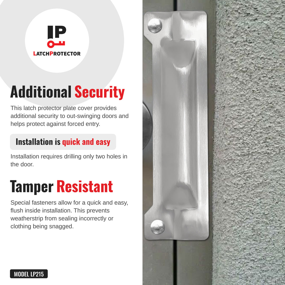 LATCHPROTECTOR LP215 additional security infographic: tamper resistant install