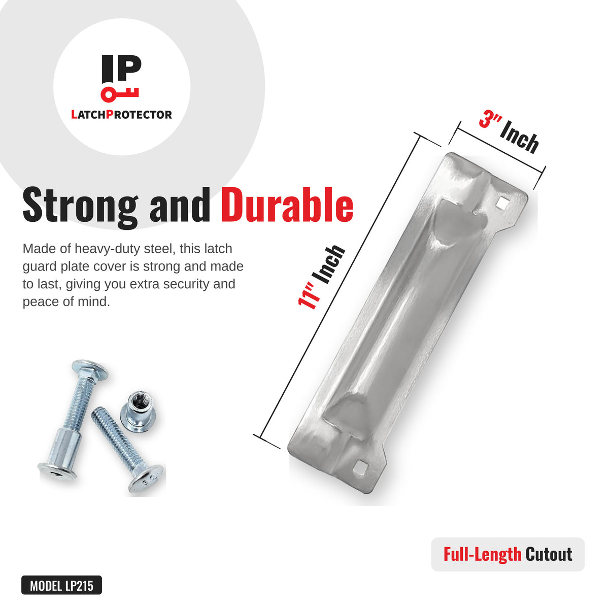 LATCHPROTECTOR LP215 latch guard dimensions: 3 x 11 in, strong and durable zinc plated plate