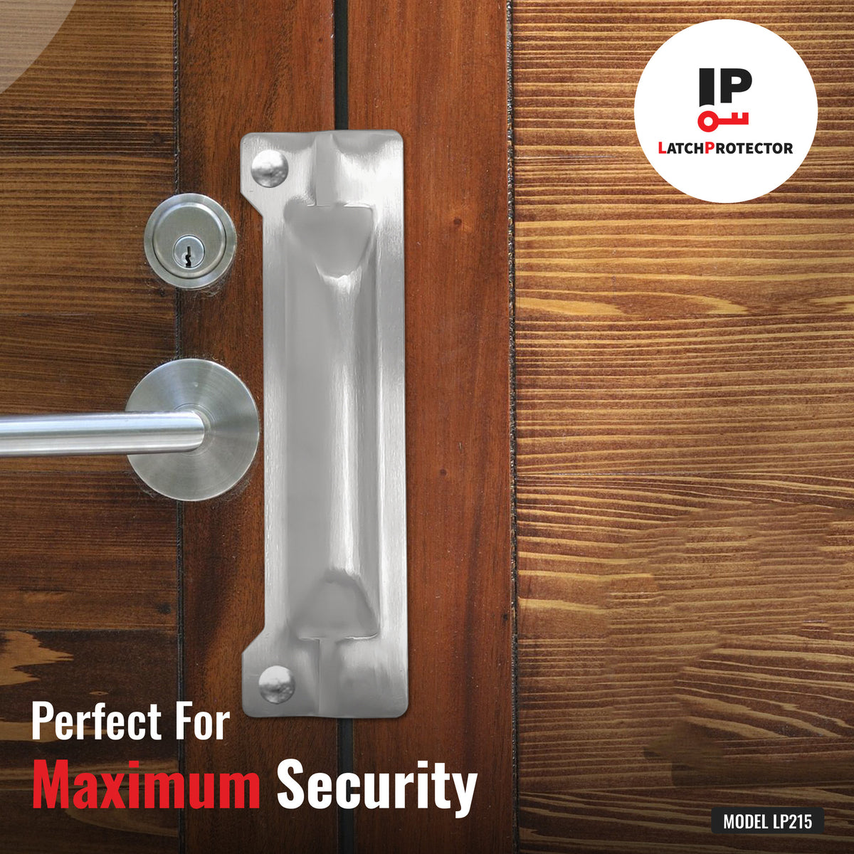 LATCHPROTECTOR LP215 latch guard on a door: perfect for maximum security