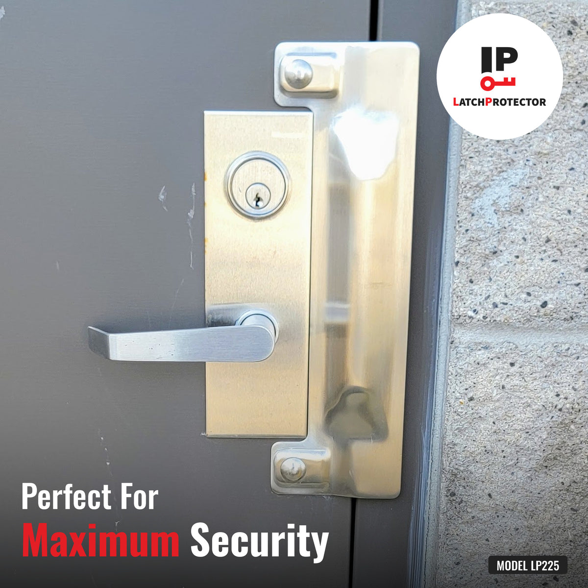 LATCHPROTECTOR LP225 latch guard on a door: perfect for maximum security