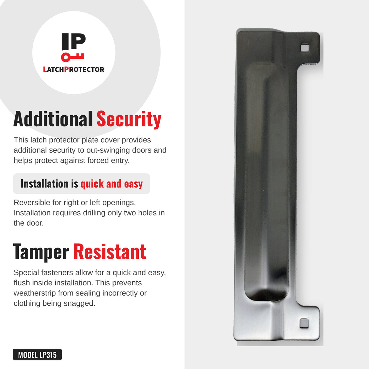 LATCHPROTECTOR LP315 additional security infographic: tamper resistant install